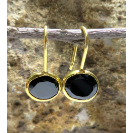 Black Onyx Earrings Gold Plated Silcer Earrings